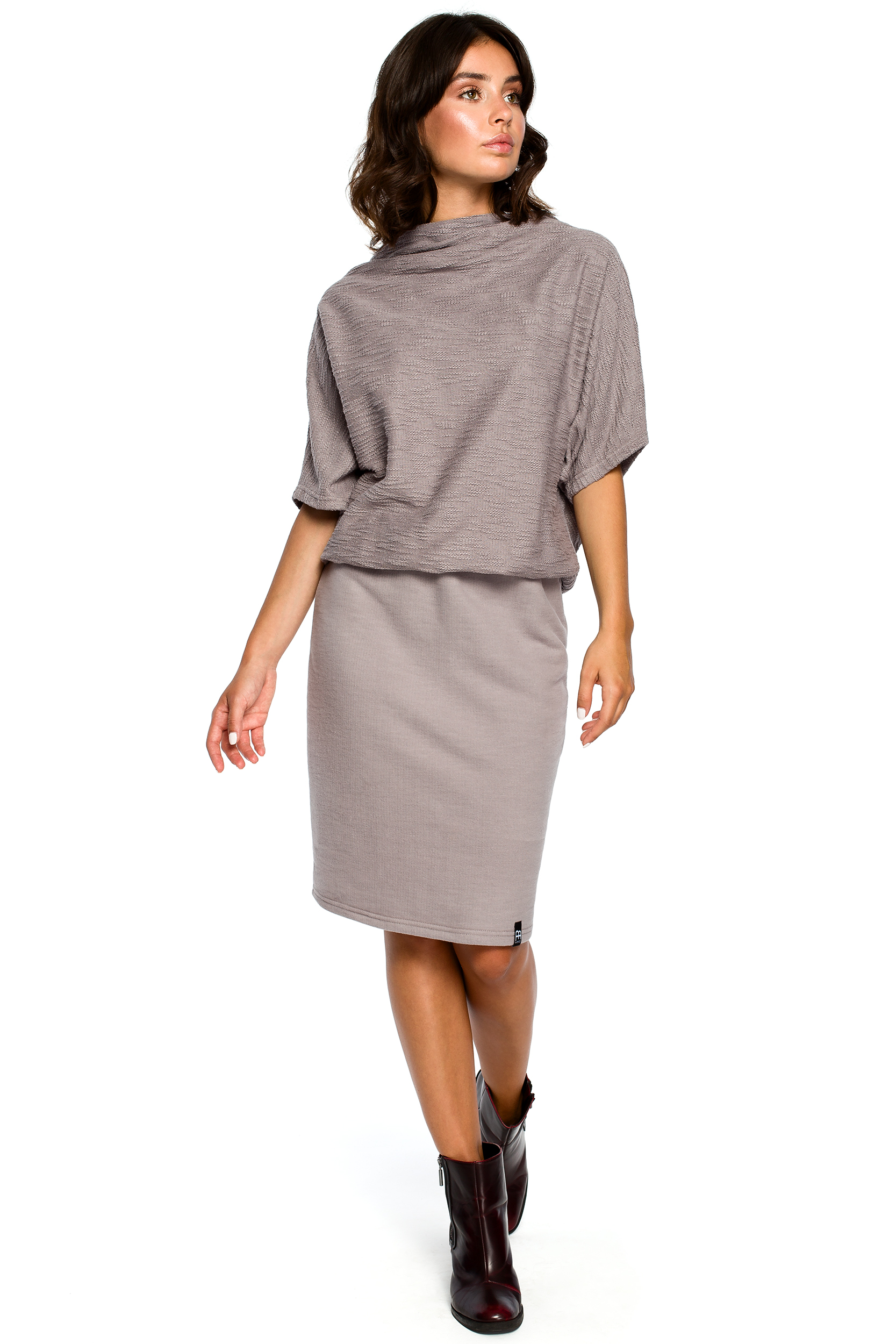B097 Blouson top and stretchy pencil skirt dress – BeWear